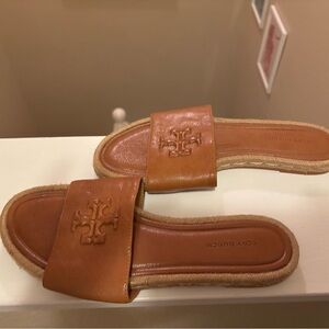 Tory Burch Brown Leather Slides